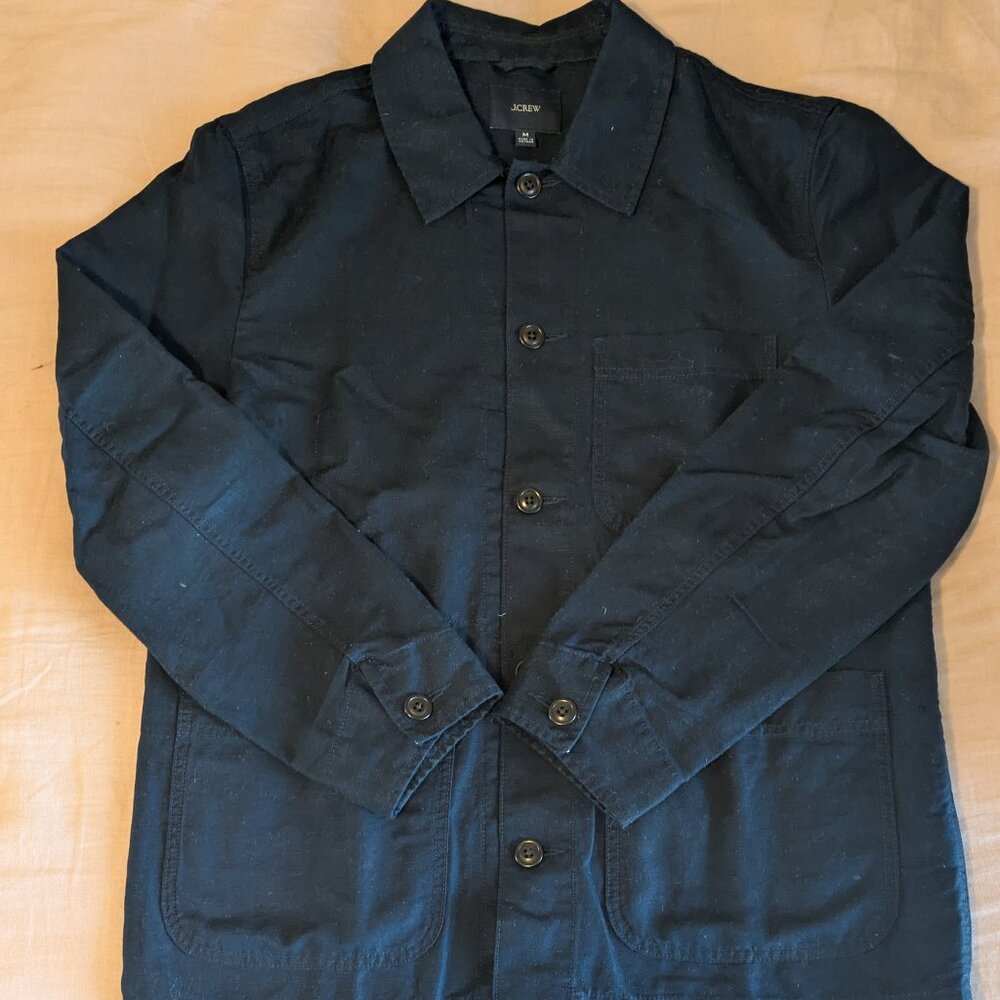 J.Crew Ink Blue Chore Jacket Linen Cotton Blend Workwear Size M